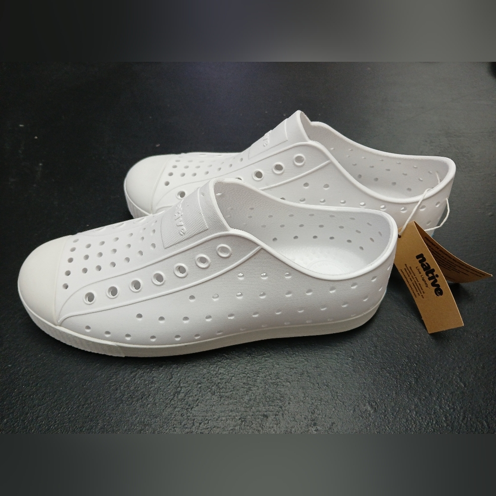 Native White Perforated Slip-On Sneakers